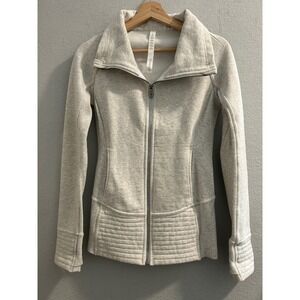 Lululemon Radiance Jacket Heathered Grey Full Zip Quilted Fleece Size 2